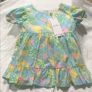 Lilly Pulitzer Blue Dress with Lemon and Floral Print